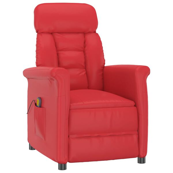 vidaXL Sill&oacute;n de masaje de cuero sint&eacute;tico rojo