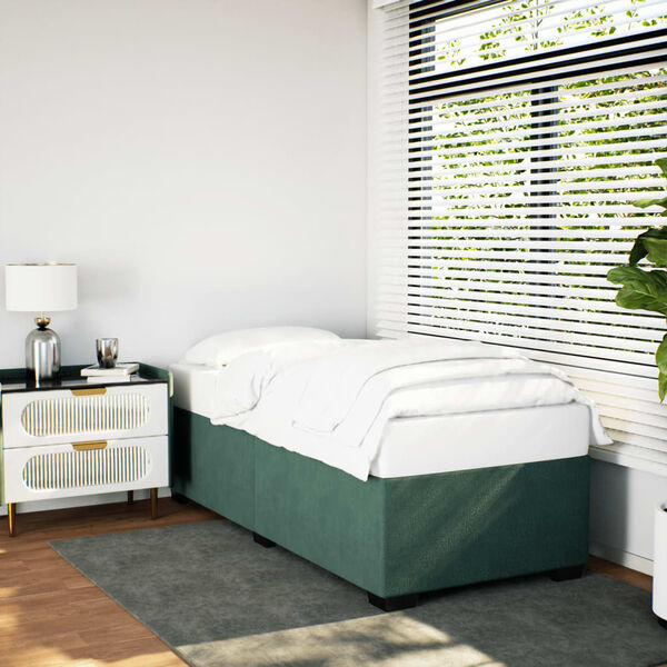 vidaXL Estructura cama sin colch&oacute;n terciopelo verde oscuro 100x200 cm