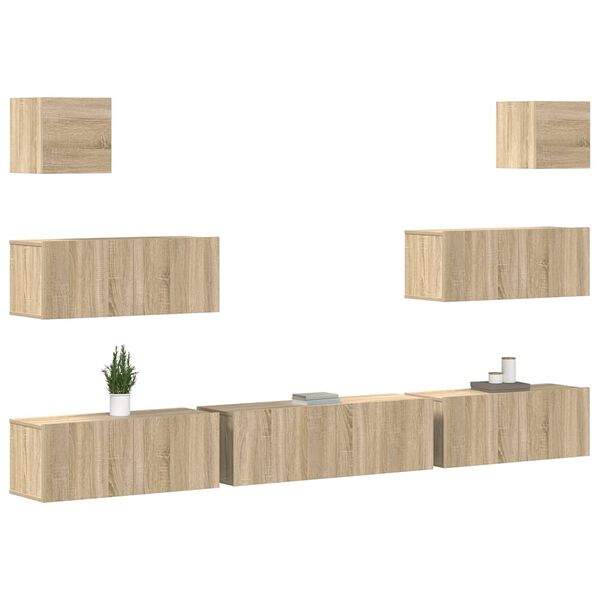 vidaXL Set de muebles para TV 7 pzas madera contrachapada roble Sonoma