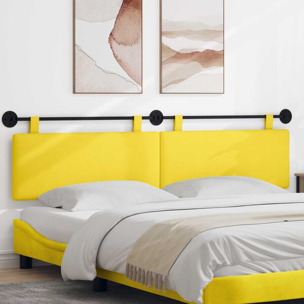 vidaXL Cabecera Colgante Amarillo Claro 210 x 55 x 5 cm Tela de Pana