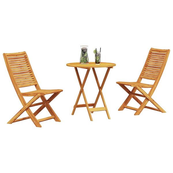 vidaXL Conjunto de Bistro Plegable 3 pcs Marr&oacute;n