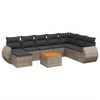 vidaXL Set de muebles de jard&iacute;n 9 pzas y cojines rat&aacute;n sint&eacute;tico gris
