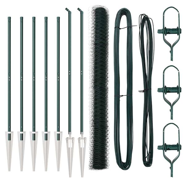 vidaXL Poste de Valla Verde 10 x 1,6 m (malla de 36 mm) Acero y PVC