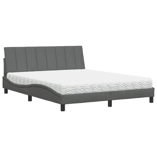 vidaXL Cama con colch&oacute;n Hanko de tela gris oscuro 160x200 cm
