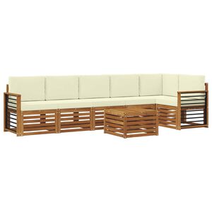 vidaXL Conjunto de Sof&aacute; Seccional con coj&iacute;n 7 pcs Natural y Crema