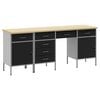 vidaXL Armario de trabajo 4 uds. Negro Madera Ingenierizada y Acero