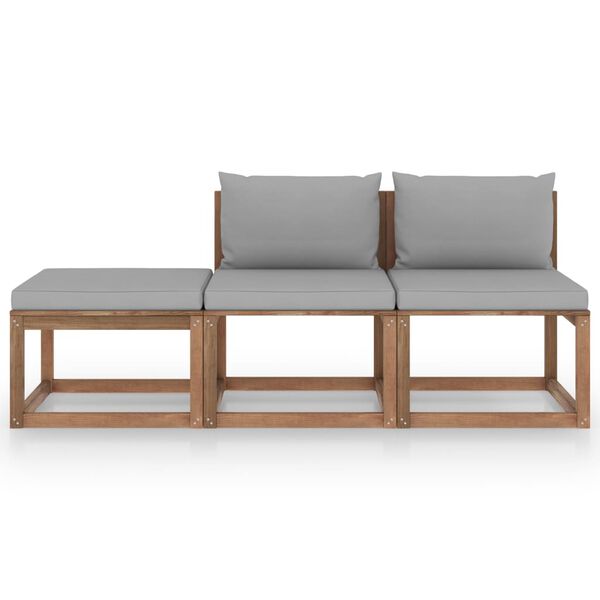 vidaXL Set de jard&iacute;n palets 3 pzas con cojines madera pino impregnada