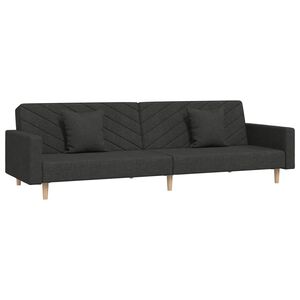 vidaXL Sof&aacute; cama de 2 plazas con dos almohadas tela negro