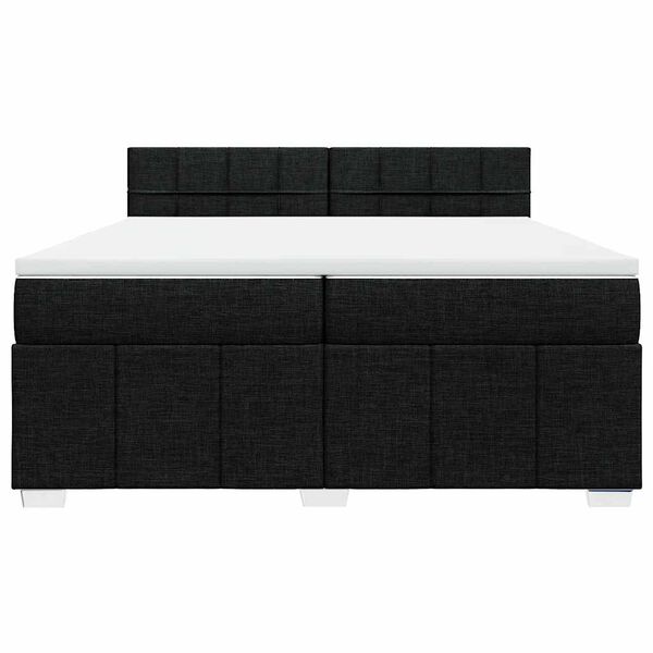 vidaXL Cama box spring con colch&oacute;n tela negro 200x200 cm
