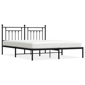 vidaXL Estructura cama sin colch&oacute;n con cabecero metal negro 160x200 cm