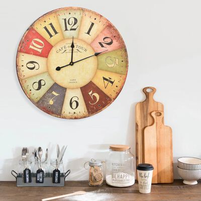 vidaXL Reloj de pared vintage colorido 60 cm
