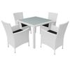 vidaXL Set de comedor de jard&iacute;n 5 piezas rat&aacute;n sint&eacute;tico blanco crema