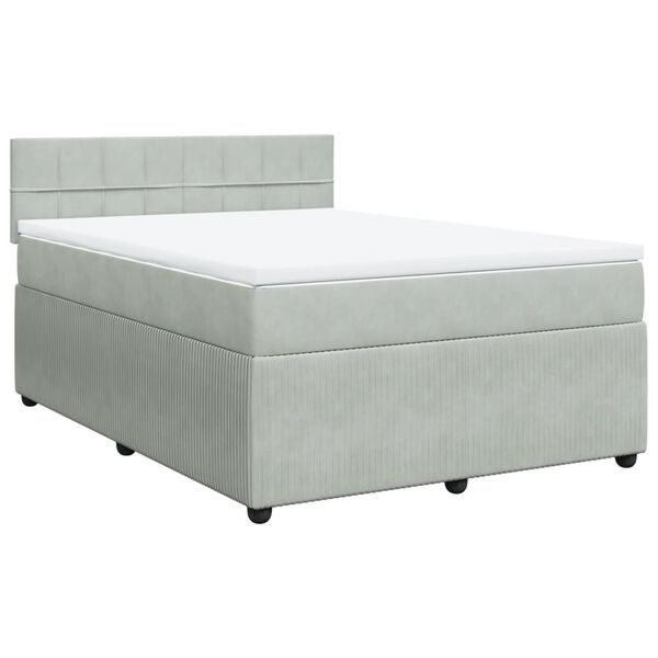 vidaXL Cama box spring con colch&oacute;n terciopelo gris claro 160x200 cm