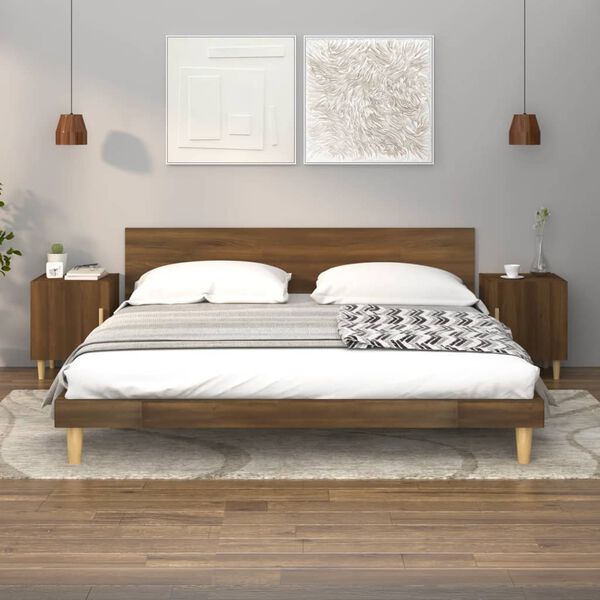 vidaXL Mesitas de noche 2 uds madera contrachapada color roble marr&oacute;n
