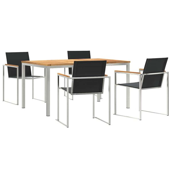 vidaXL ConjuntodeComedordeJardín 5 pcs Madera de teca maciza