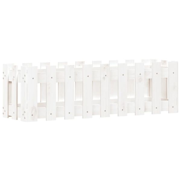 vidaXL Arriate elevado jard&iacute;n con valla madera pino blanco 100x30x30cm