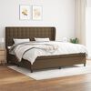 vidaXL Cama box spring con colch&oacute;n tela marr&oacute;n oscuro 200x200 cm