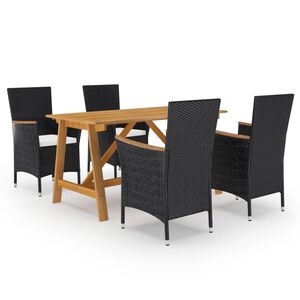 vidaXL Juego de comedor de jard&iacute;n de 5 piezas negro