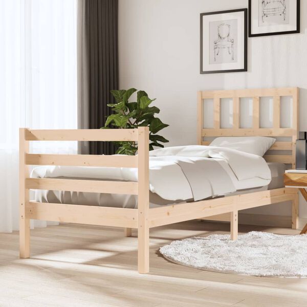 vidaXL Estructura de cama individual de madera maciza 90x190 cm