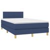 vidaXL Cama box spring con colch&oacute;n y luces LED tela azul 120x190 cm