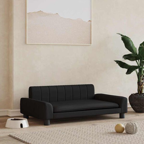 vidaXL Cama para perros de cuero sintético negra 90x53x30 cm