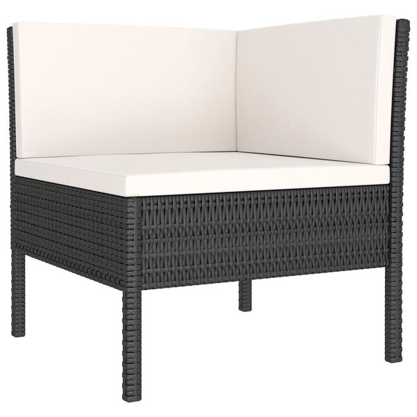 vidaXL Set de muebles de jard&iacute;n 6 pzas y cojines rat&aacute;n sint&eacute;tico negro