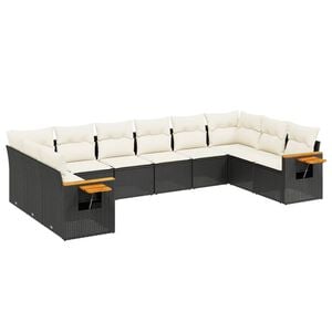 vidaXL Set de sof&aacute;s de jard&iacute;n 10 pzas cojines rat&aacute;n sint&eacute;tico negro