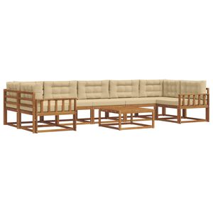vidaXL Conjunto de sof&aacute;s de exterior con coj&iacute;n 8 pcs Natural y Beige