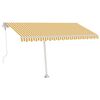 vidaXL Toldo autom&aacute;tico LED sensor de viento amarillo blanco 450x350cm