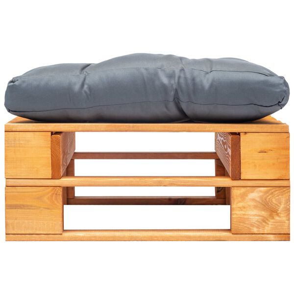 vidaXL Otomana de palets de jardín con cojín gris madera marrón miel