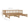 vidaXL Sof&aacute; cama extra&iacute;ble madera maciza de pino miel 2x(90x200) cm