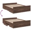 vidaXL Cama con cajones madera de ingeniería marrón roble 135x190 cm