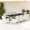 vidaXL Set comedor jard&iacute;n 11 pzas con cojines rat&aacute;n PE vidrio blanco