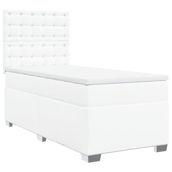 vidaXL Cama box spring con colch&oacute;n cuero sint&eacute;tico blanco 90x190 cm