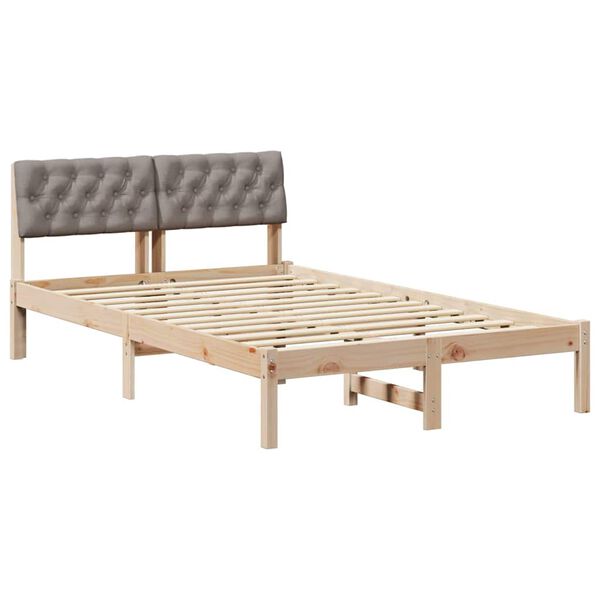 vidaXL Estructura de cama con cabecera Marr&oacute;n y taupe 120 x 200 cm