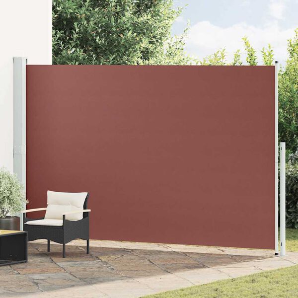 vidaXL Toldo lateral retr&aacute;ctil para patio marr&oacute;n 220x500 cm
