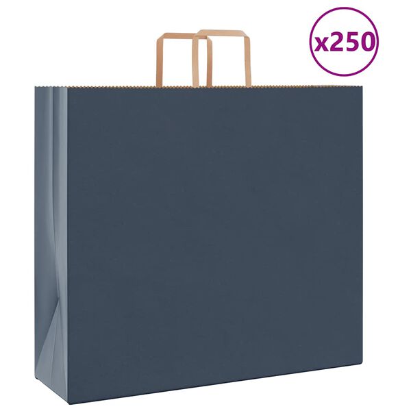 vidaXL Bolsas de papel con asas 250 uds azul 54x15x49 cm