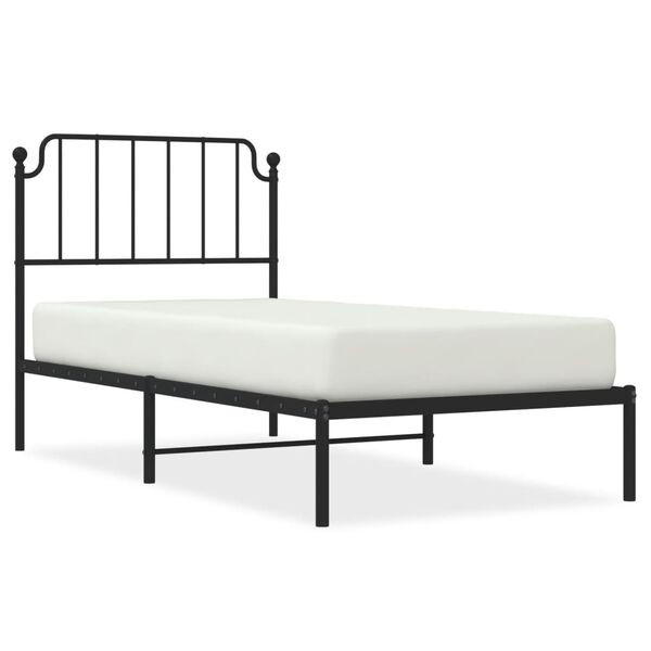 vidaXL Estructura cama sin colch&oacute;n con cabecero metal negro 90x200 cm
