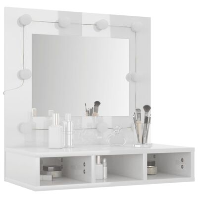 vidaXL Mueble con espejo y luces LED blanco brillante 60x31,5x62 cm