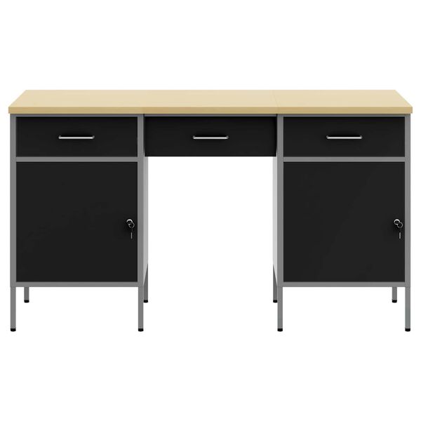 vidaXL Armario de trabajo con cajón 3 pcs Negro 150 x 55 x 85 cm
