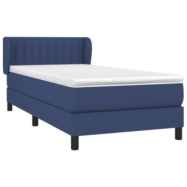 vidaXL Cama box spring con colch&oacute;n tela azul 90x200 cm