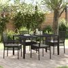 vidaXL Conjunto de Comedor de Jard&iacute;n 5 pcs Negro rat&aacute;n sint&eacute;tico