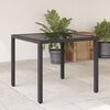 vidaXL Mesa de jardín superficie de vidrio ratán PE negro 90x90x75 cm