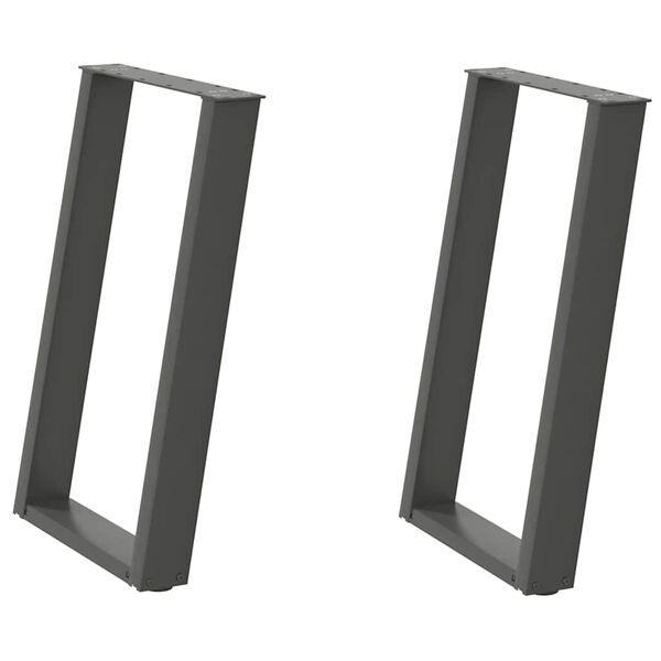 vidaXL Patas para mesa de comedor en forma de U (2 unidades), antracita, 60 x (72-73) cm, acero