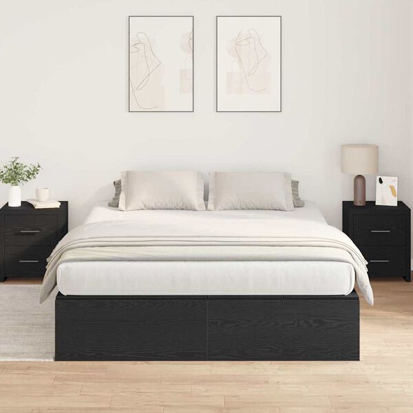 vidaXL Cama con almacenamiento Roble Negro 150 x 200 cm