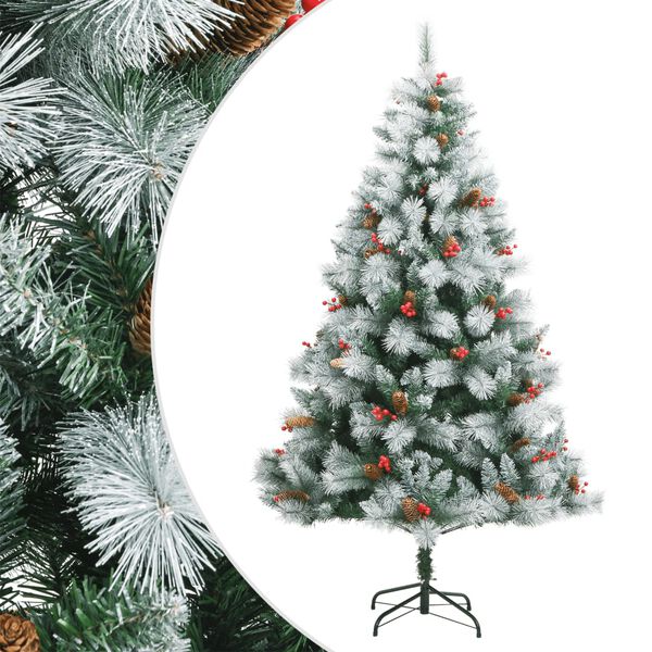 vidaXL &Aacute;rbol de Navidad artificial con pi&ntilde;as y bayas 210 cm