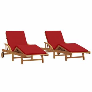 vidaXL Tumbona 2 uds. Madera de Acacia S&oacute;lida Rojo