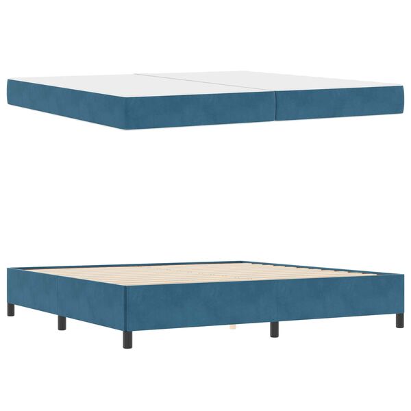 vidaXL Estructura de cama con colch&oacute;n Azul Oscuro 200 x 200 cm tela
