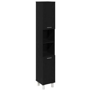 vidaXL Gabinete de Ba&ntilde;o Roble Negro 30 x 30 x 179 cm