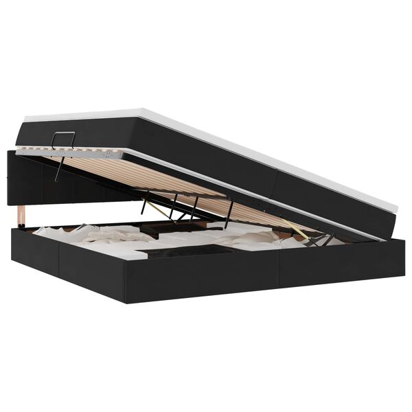 vidaXL Cama con almacenamiento y LED Negro 200 x 200 cm Terciopelo